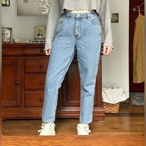 Pacsun Blue Mom Jeans With Embroidered Moons Size 28